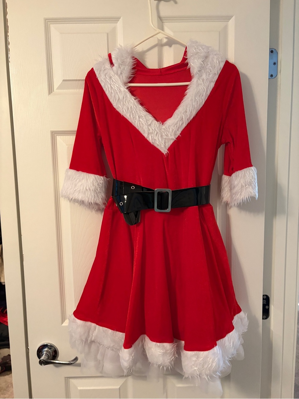 Festive Red Faux-Fur Trim Santa Dress